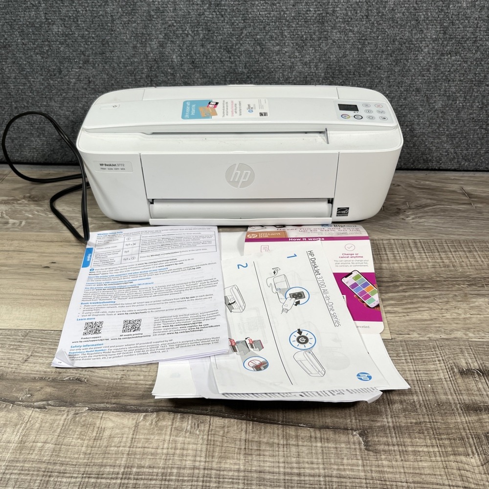 HP Deskjet 3772 All-In-One Wireless Color Inkjet Printer Tested! Needs Ink